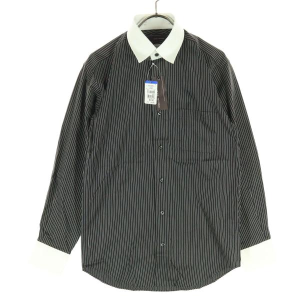 MODA RITORNO モダリトルノ ストライプ柄 長袖 ワイシャツ S-37 ブラック系 外袋付き メンズ 古着 中古