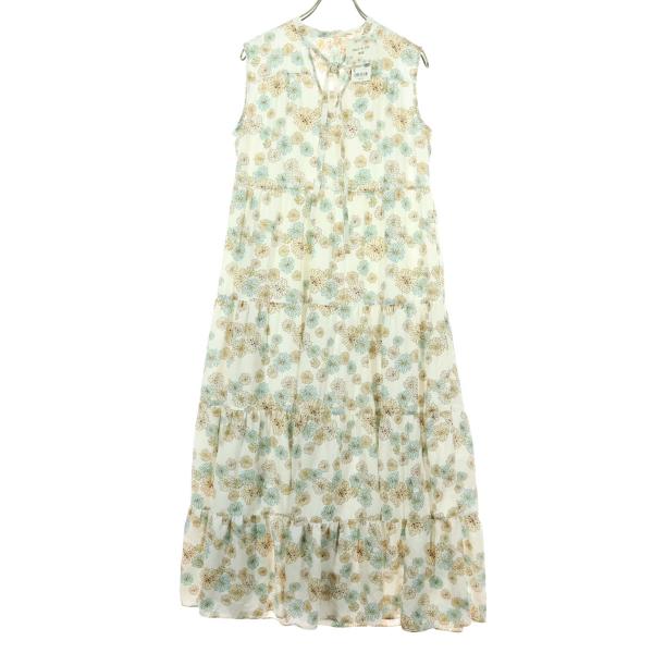 UNIQLO ユニクロ ポールアンドジョー PAUL&JOE 総柄 花柄 ノースリーブ ロングワンピース S ホワイト 取り外し可能なキャミソール付属 レディース 古着 中古