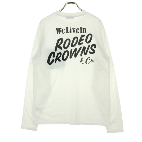 RODEO CROWNS WIDE BOWL ロデオクラウンズワイドボウル バックプリント 長袖 Tシャツ M ホワイト ロンT メンズ 古着 中古