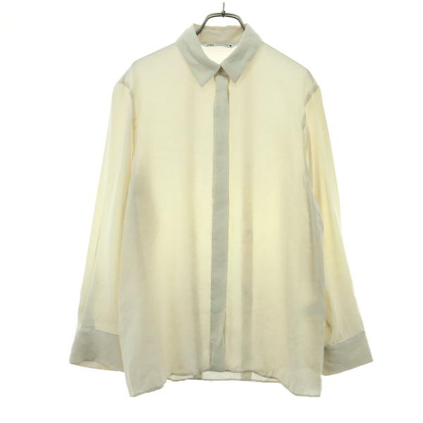 ZARA ザラ 長袖 シャツ S クリーム レディース 古着 中古