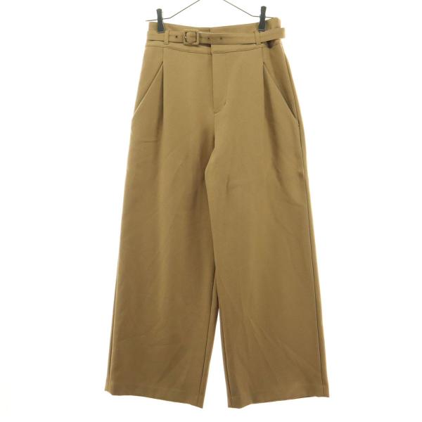 美品 allureville アルアバイル 日本製 ロングパンツ 2 ブラウン レディース 古着 中古