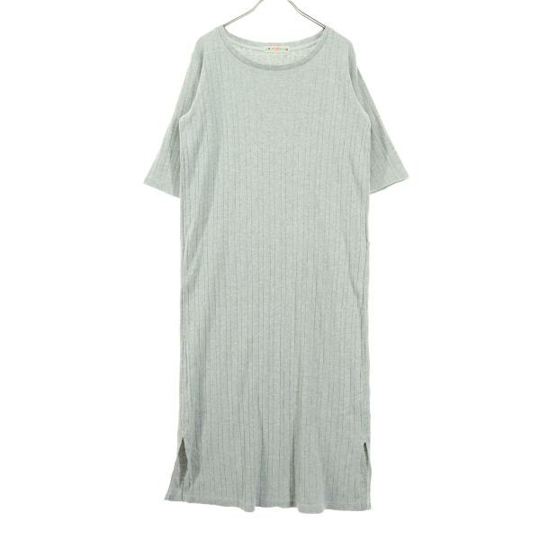 美品 BEAMS HEART ビームスハート 5分袖 ロングワンピース グレー レディース 古着 中古