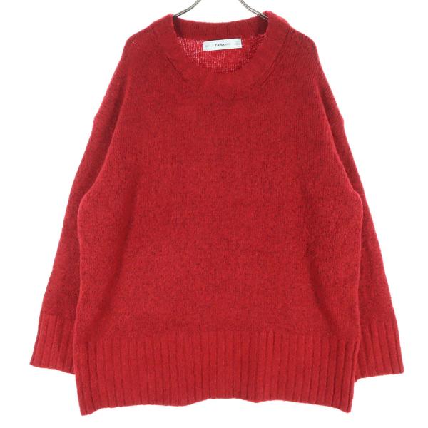 美品 ZARA KNIT ザラニット 長袖 ニット S レッド レディース 古着 中古