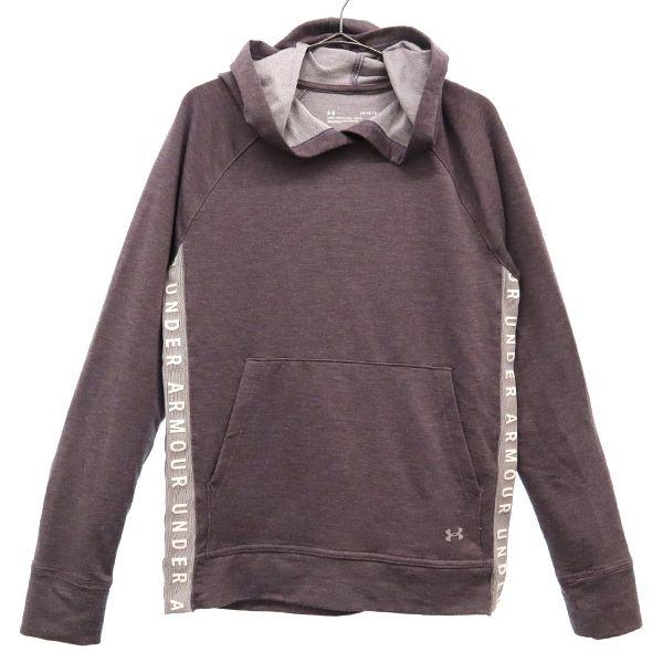 UNDER ARMOUR アンダーアーマー プリント スウェットパーカー LG パープル プルオーバー トレーナー ロゴ レディース 古着 中古