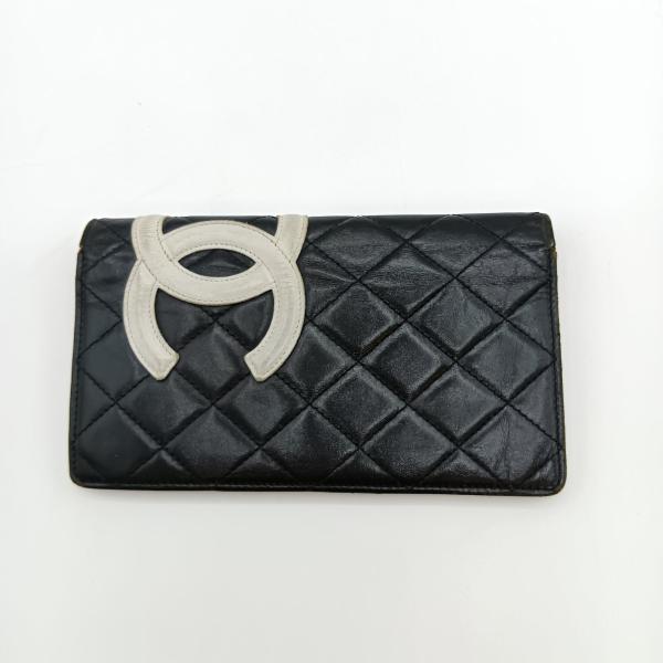 CHANEL ◎◎ シャネル カンボンライン 二つ折り 長財布 ココ