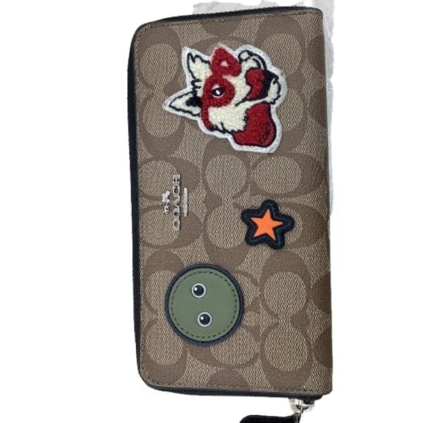 COACH コーチ ヴァーシティパッチワークシグネチャーラウンドファスナー長財布 F20967 ベージュ COACH（コーチ） ヴァーシティパッチワークシグネチャーラウンド