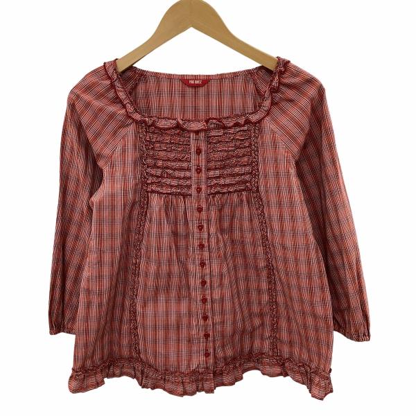 PINK HOUSE ピンクハウス レディース シャツ ピコフリル チェック レッド
