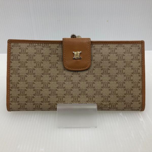 CELINE（セリーヌ） □□ 二つ折り長財布 がま口 マカダム ベージュ 傷