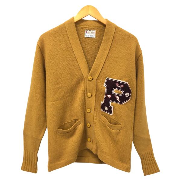 □□60~70s EAST-TENN カーディガン レタードカーディガン SIZE40 古着 カーキ □□ 60~70s EAST-TENN カーディガン レタードカーディガン SIZE40
