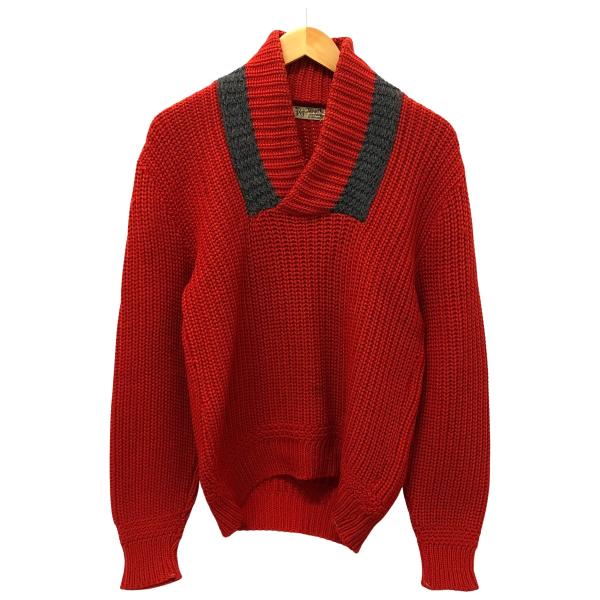 □□30~40s The Pig and Whistle ニット ショールカラーニット 古着 レッド □□ 30~40s The Pig and Whistle ニット ショールカラーニット 古着
