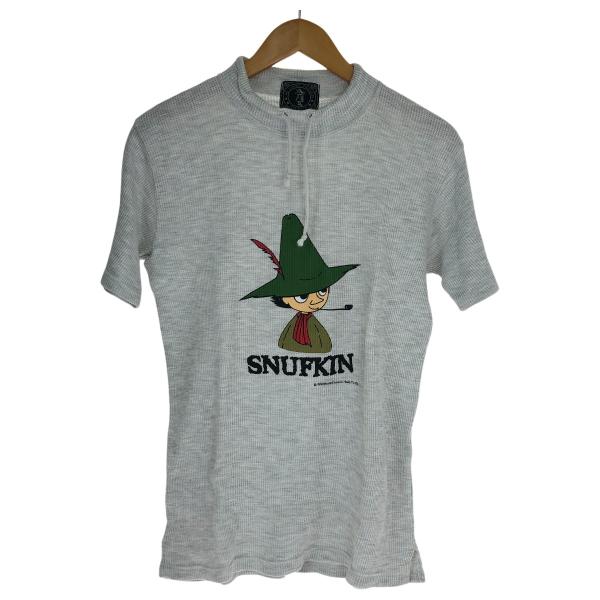 90s HE LOVES FREEDOM カットソー モックネック半袖カットソー SIZE M 古着 ライトグレー 傷や汚れあり