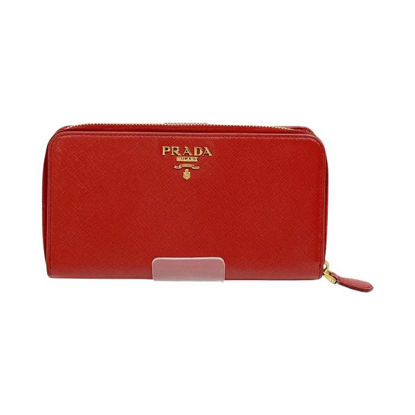 PRADA ◇◇ プラダ 長財布 レザー レディース 1ML029 レッド やや傷や  