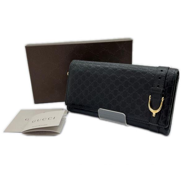 GUCCI（グッチ） 長財布 マイクロシマ 箱付 309760 ブラック やや傷や