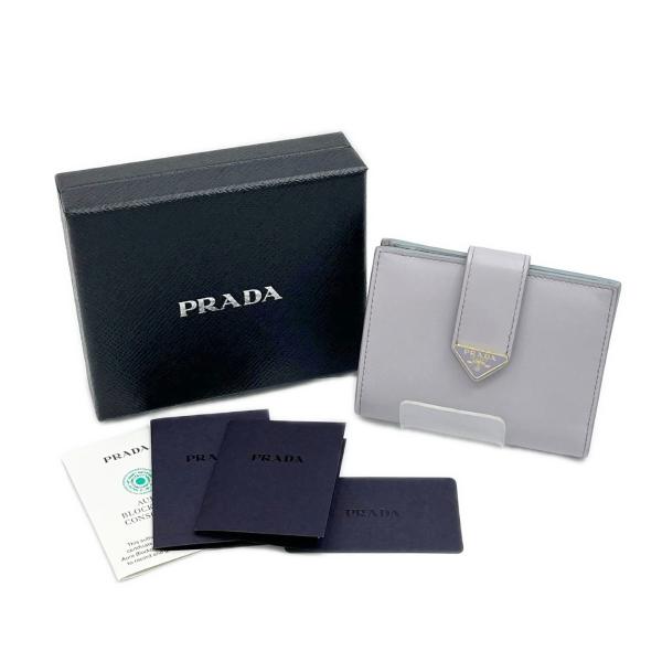 PRADA プラダ 2つ折り財布 パープル 少しヨゴレ有 箱付 薄紫 PRADA（プラダ） 2つ折り財布 パープル 少しヨゴレ有 箱付 薄紫 やや傷
