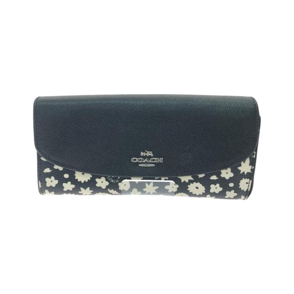 COACH コーチ レディース 長財布 L字ファスナー スリムエンベロープウォレット フローラルプリント F57593 ブラック 傷や汚れあり