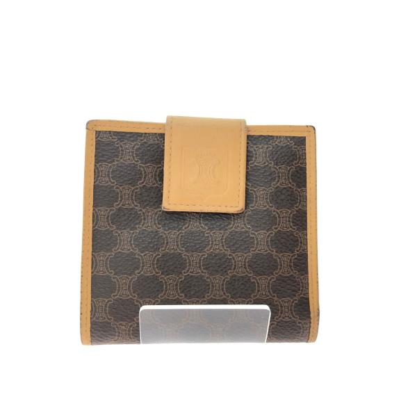 CELINE セリーヌ 二つ折り財布 マカダム 美品 ロゴ ブラウン コンパクト CELINE（セリーヌ） ▽▽ レディース 二つ折り財布 コンパクト