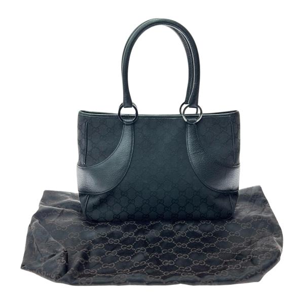 極美品 GUCCI トートバッグ ハンドバッグ 黒 キャンバス GG柄 レザー GGキャンバス グッチ トートバッグ キャンバス×レザー ブラック
