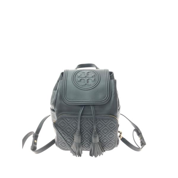 美品　トリーバーチ　リュック　バックパック　レザー　デカロゴ　タッセル　ブラック 美品 TORY BURCH トリーバーチ レザー リュック バックパック