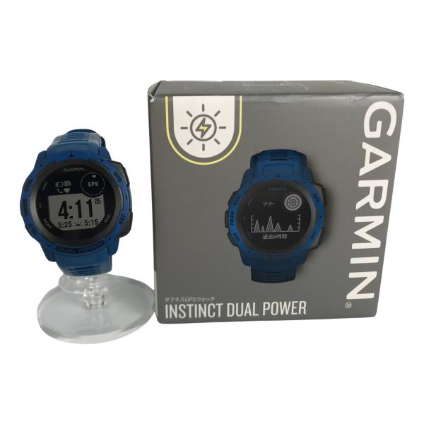 GARMIN タフネスGPSウォッチ INSTINCT DUAL POWER 箱・取説付 010-02293-35 ブルー GARMIN タフネスGPSウォッチ INSTINCT DUAL POWER 箱・取説付 010