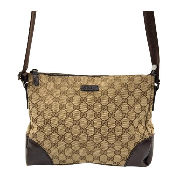 グッチ ショルダーバッグ GG キャンバス レザー ブラウン 114273 GUCCI（グッチ） GGキャンバス ショルダーバッグ 114273 ベージュ x