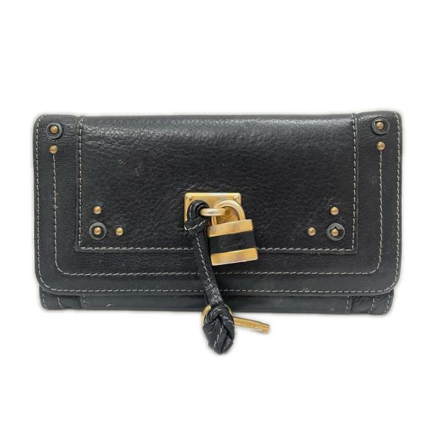 リ*チ様 Chloé パディントン 傷・鍵破損・取手破損あり 中古 クロエ Chloe（クロエ） 長財布 パディントン ブラック×ゴールド 傷や汚れあり