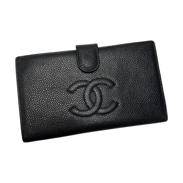 CHANEL（シャネル） キャビアスキン がま口 レザー ココマーク