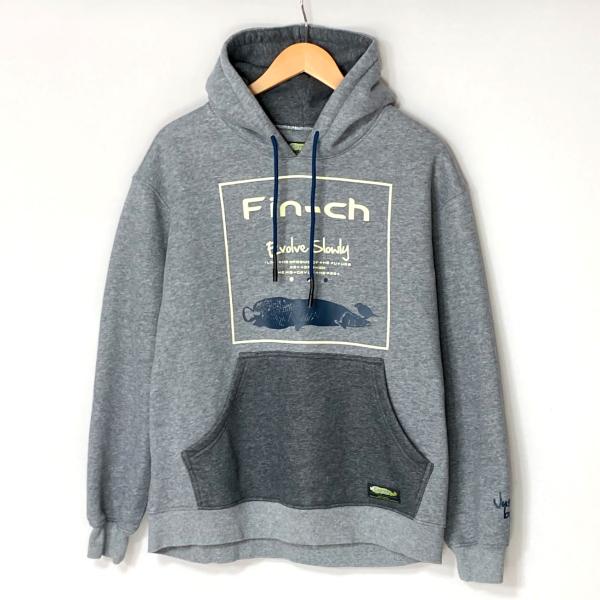 美品【Fin-ch 】フィンチ　薄手　長袖パーカー　フード付き　L Fin-ch フィンチ パーカー サイズ M メンズ グレー やや傷や汚れあり