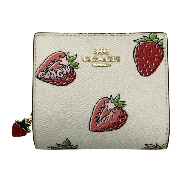 COACH（コーチ） ストロベリー 苺 CAP18 アイボリー 2つ折り財布