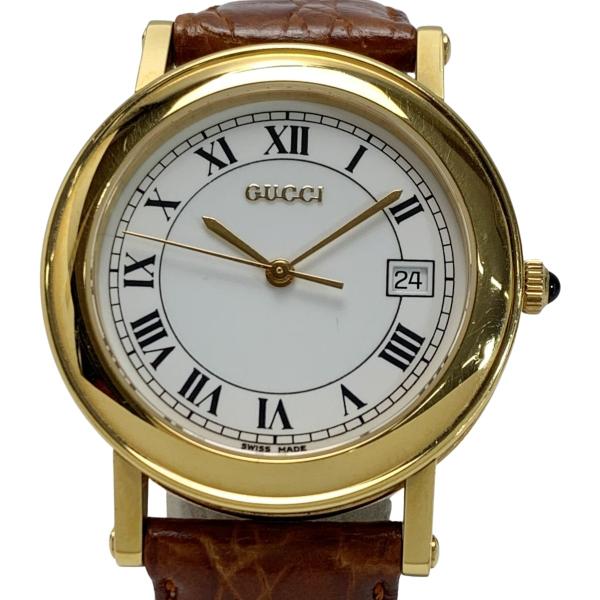 GUCCI（グッチ） クォーツ レザーベルト ゴールドケース 7200M メンズ