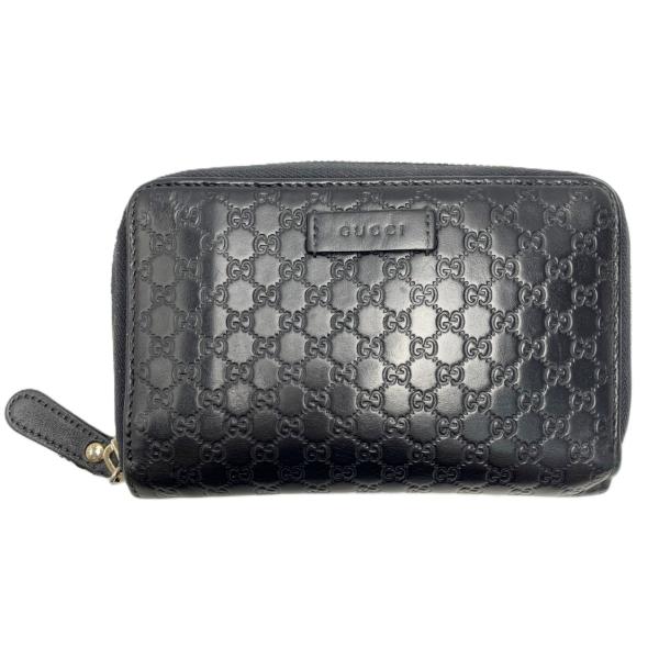 GUCCI（グッチ） レザー 449423 ブラック ラウンドファスナー財布 やや