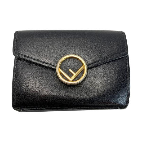FENDI（フェンディ） エフイズコンパクト レザー ブラック 3つ折り財布