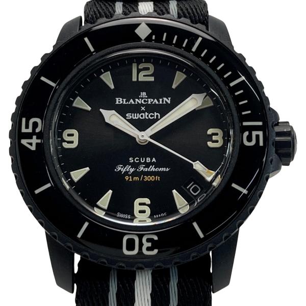 【稼動/極美品】BLANCPAIN × Swatch 自動巻き S035B400 BLANCPAIN×swatch フィフティファゾムス オーシャンオブストーム