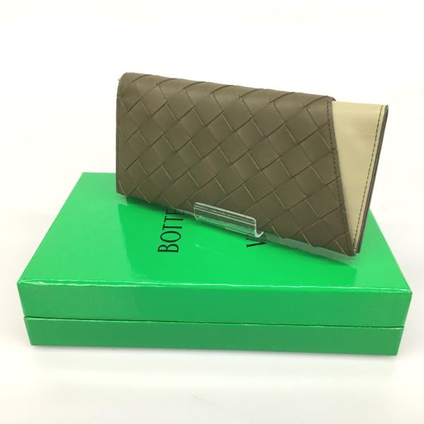 △△BOTTEGA VENETA ボッテガヴェネタ 2つ折り長財布 イントレチャート オブリーク 箱・布袋付 マスタード △△ BOTTEGA VENETA ボッテガヴェネタ 2つ折り長財布 イントレ