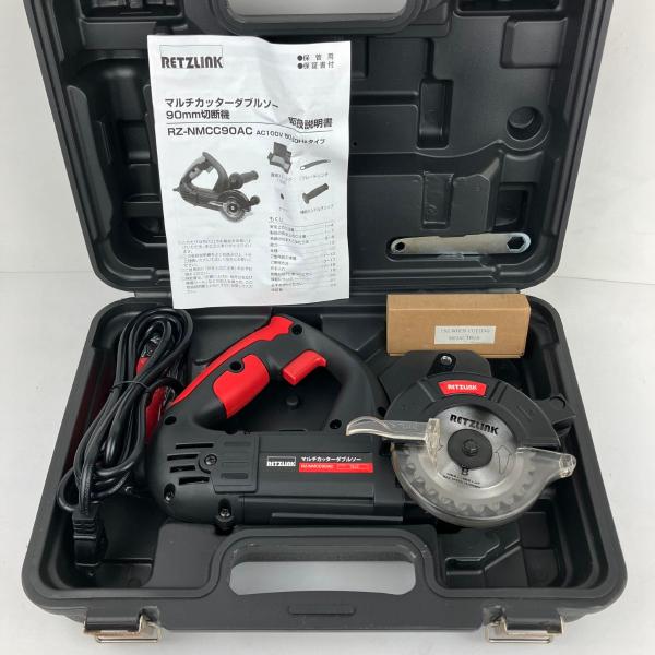 ЗЗRETZ 100V 90mm デュアルソー マルチカッターダブルソー 取説 ケース付 RZ-NMCC90AC ブラック×レッド ЗЗ RETZ 100V 90mm デュアルソー マルチカッターダブルソー 取説