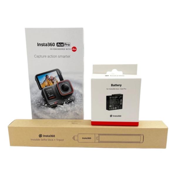 ◆◆ Insta360 Ace Pro アクションカメラ 2023年製 バッテリー 自撮り棒セット ブラック ◇◇ Insta360 Ace Pro アクションカメラ 2023年製 バッテリー