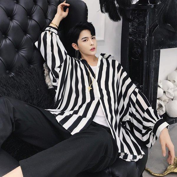 在庫あり デザインシャツ ストライプ モダン ラグジュアリー ボタンダウン カットソー ロングスリーブ 長袖 メンズ メンズファッション 韓国 ファッション Buyee Buyee Japanese Proxy Service Buy From Japan Bot Online