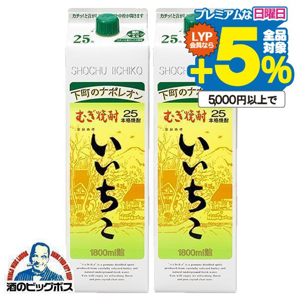 麦焼酎 送料無料 むぎ焼酎 いいちこ 25度 1800ml 2本 002 1 8lパック 酒のビッグボス 通販 Paypayモール