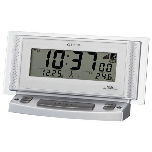 CITIZEN シチズン リズム時計 クロック 電波目覚まし時計 温度表示付 カレンダー付 音声アラーム パルデジットボイスII 8RZ102-019