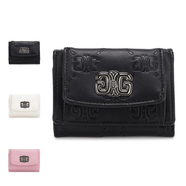 ジェイダ GYDA 財布 三つ折り財布 ミニ財布 エンボス レディース ブランド コンパクト 軽量 BOX型小銭入れ EMBOSS ブラック ホワイト ピンク 黒 白 GY-W473