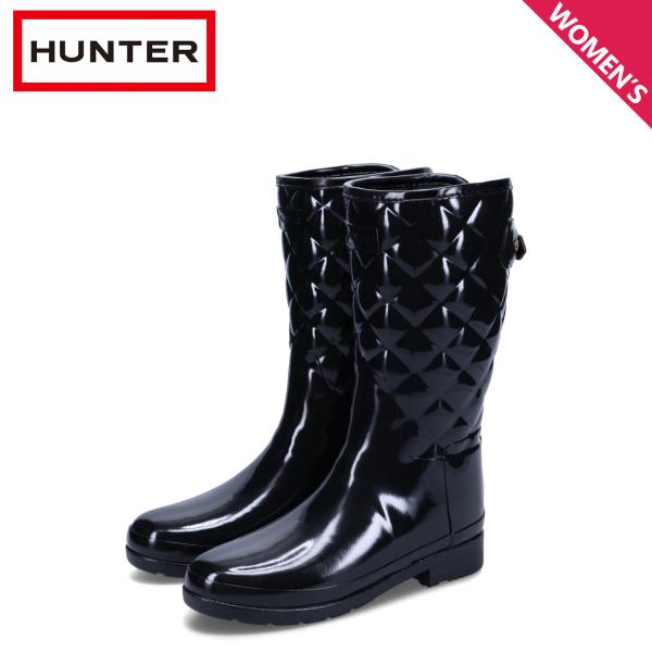ハンター HUNTER レインブーツ 長靴 リファインド キルト ショート レディース 防水 REFINED QUILT SHORT ブラック 黒 WFS1029RGL biget_hnt-wfs1029rglblk