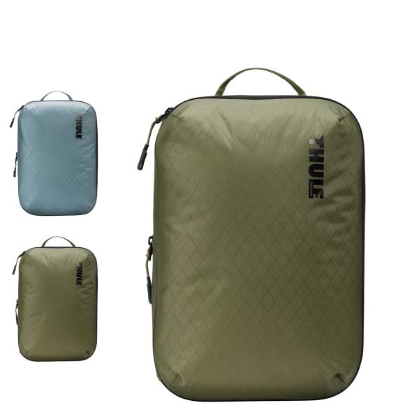 THULE スーリー パッキングキューブ トラベルポーチ 収納ポーチ メンズ レディース 撥水 軽量 耐久 COMPRESSION PACKING CUBE MEDIUM グレー カーキ