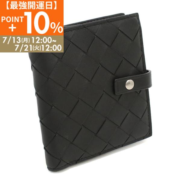 BOTTEGA VENETA ボッテガ ヴェネタ 二つ折り財布 小銭入付き イントレチャート 600270 V3UH2 8803 レディース ブラック