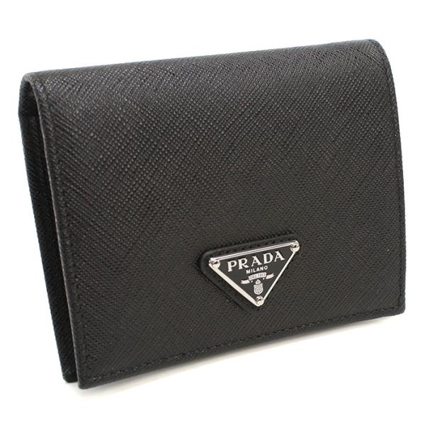 PRADA プラダ 二折財布小銭入付き レディース ブラック 1MV204 QHH F0632爆買