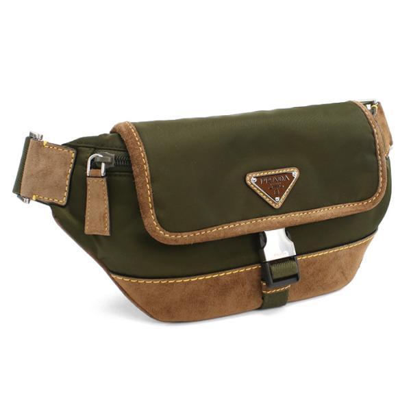 PRADA プラダ Re-Nylonスエードベルトバッグ ボディバッグ 2VH176 384 V OBF F041O メンズ カーキ PRADA（プラダ） Re-Nylonスエードベルトバッグ ボディバッグ 2VH176