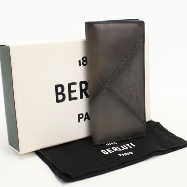 値下げ‼️ベルルッティ Berluti 長財布　黒　メンテナンス済み　定価20万円 中古良品 Berluti ベルルッティ 長財布ニ折小銭入付き フラップ ロング