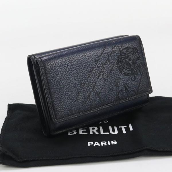 ベルルッティ　コンパクト財布 中古良品 Berluti ベルルッティ 三折財布 アカジュー コンパクト