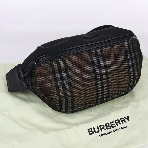 美品 BURBERRY ボディバッグノバチェック 外ポケットナイロン ブラック BURBERRY（バーバリー） 中古美品 ボディバッグ ノバチェック メンズ