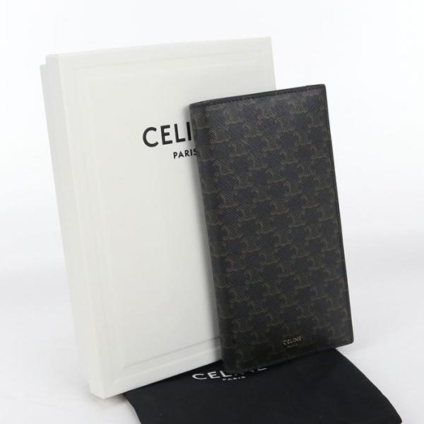 【中古・未使用】CELINE セリーヌ 長財布二折 バーティカルウォレット トリオンフキャンバス メンズ ブラウン CELINE（セリーヌ） 中古・未使用 長財布二折 バーティカルウォレット