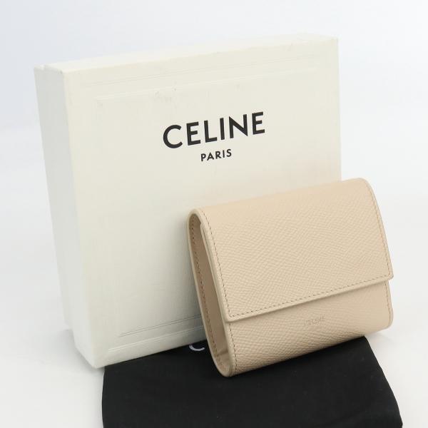 中古良品セリーヌCELINE スモール トリフォールドウォレット ブランド 三つ折り財布 カーフ 10B57 3BEL 02PD  ランク：A us-2  レディース