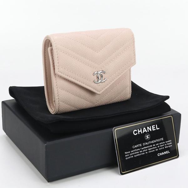 CHANEL 中古良品 三折財布小銭入付き A84346 スモール フラップ